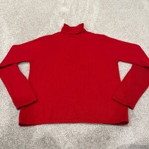 Valerie Stevens Women’s 100% 2 Ply Cashmere Red Turtleneck Sweater Medium